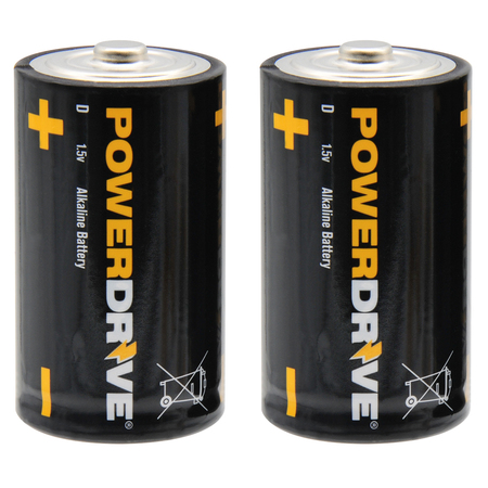 POWERDRIVE D Alkaline Battery, 2 PK LR20